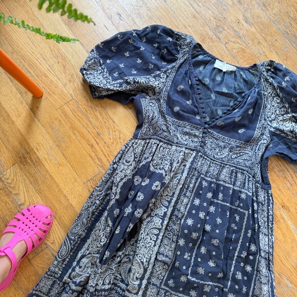 THE GREAT Ravine Dress bandana kerchief dress - navy - size small - Picture 3 of 6